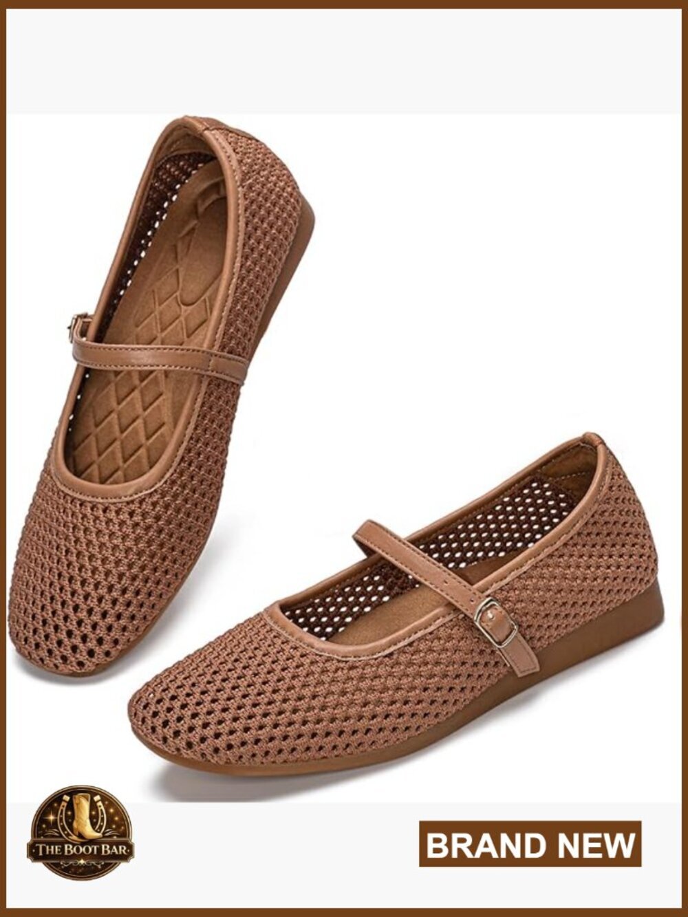 Women's Square Toe Mesh Ballet Flats with Arch Support Washable Non Slip Work